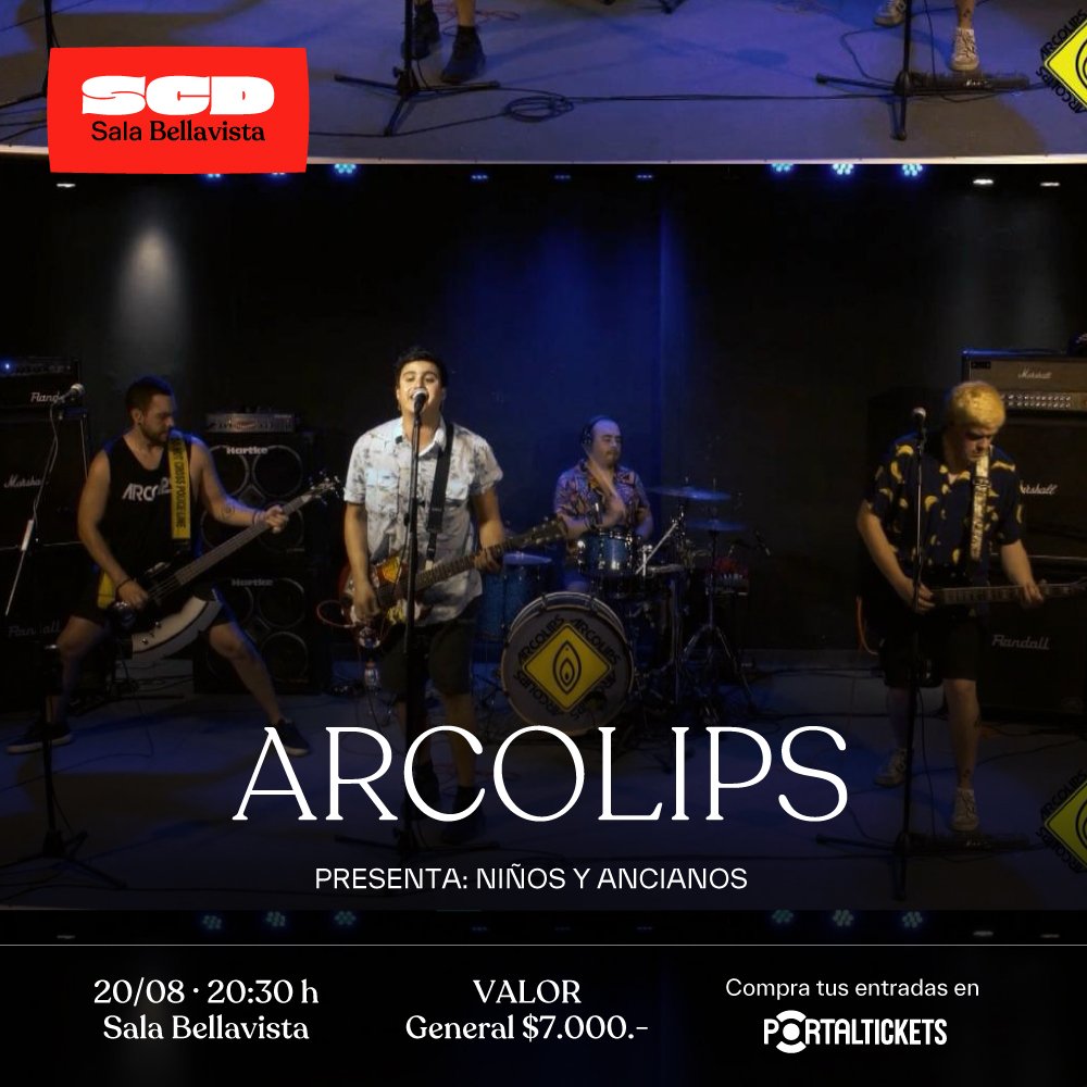 Flyer ARCOLIPS PRESENTA: NIÑOS Y ANCIANOS EN SALA SCD BELLAVISTA