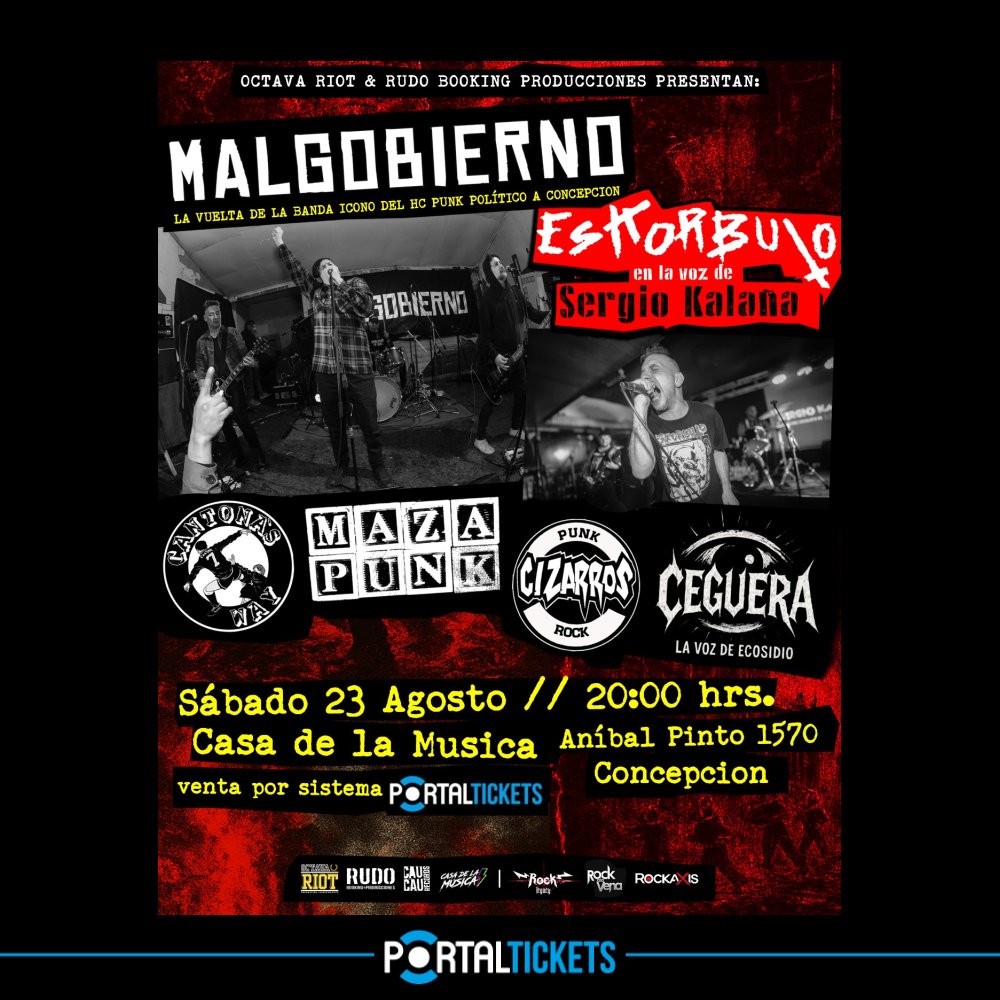 Flyer MALGOBIERNO EN CASA DE LA MÚSICA, CONCEPCIÓN