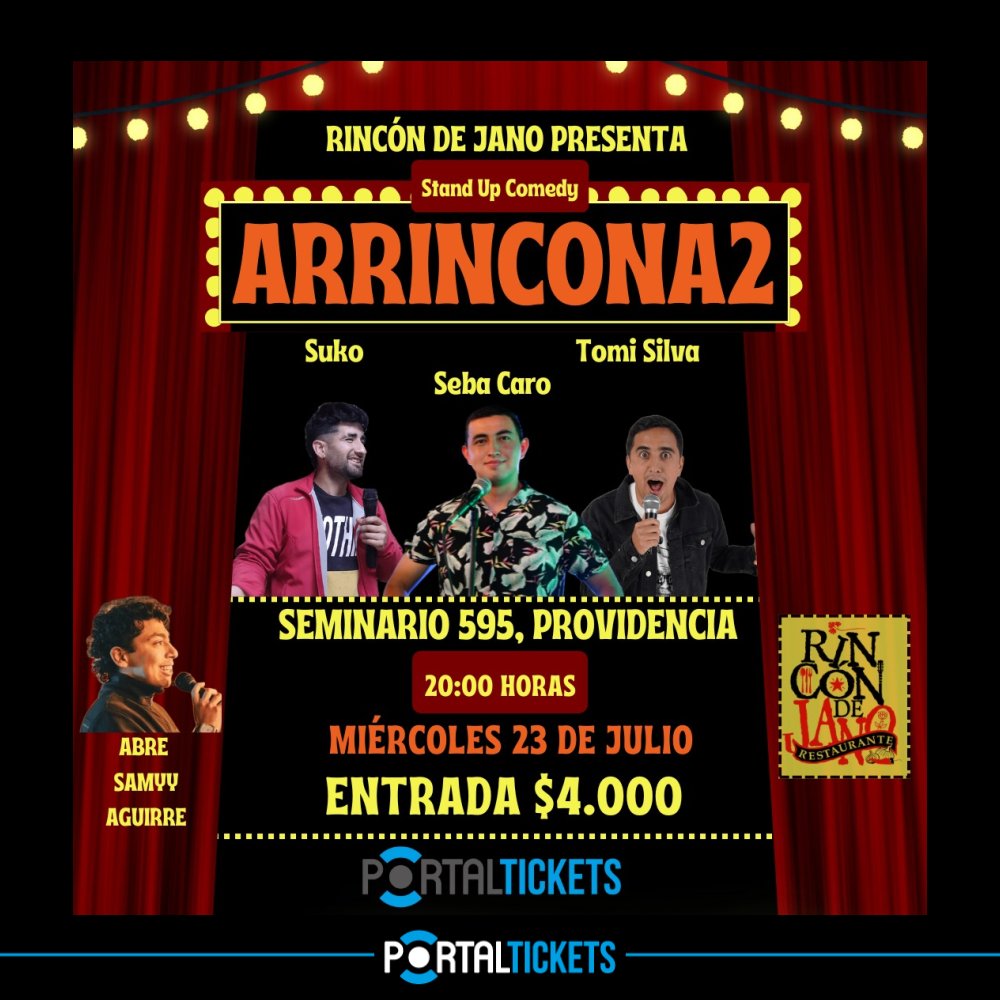 Flyer ARRINCONA2: STAND UP COMEDY EN EL RINCÓN DE JANO
