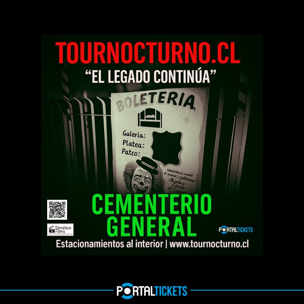 Flyer TOUR NOCTURNO EN CEMENTERIO GENERAL: EL LEGADO CONTINUA - SABADO 16 DE AGOSTO - 19:30 HORAS