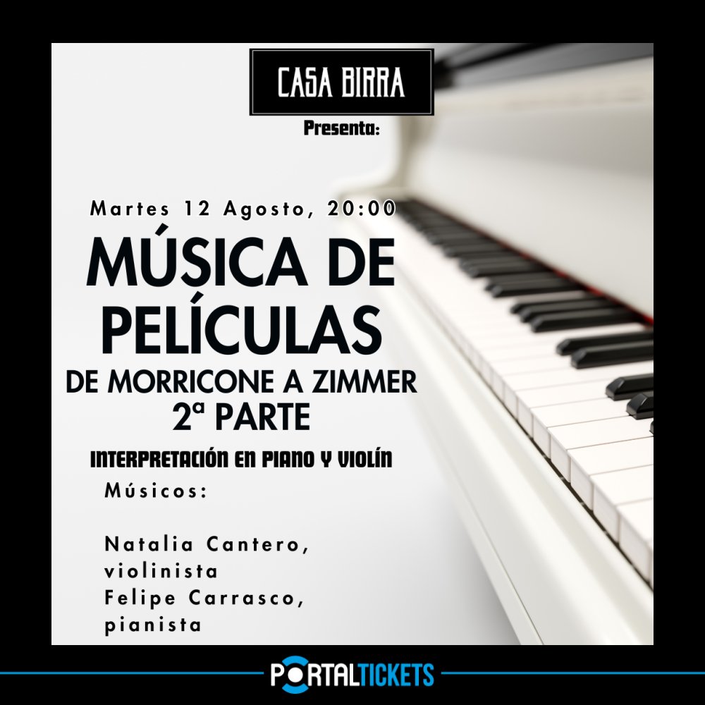 Flyer MÚSICA DE PELÍCULAS: DE MORRICONE A ZIMMER 2ª PARTE EN CASA BIRRA, TEMUCO