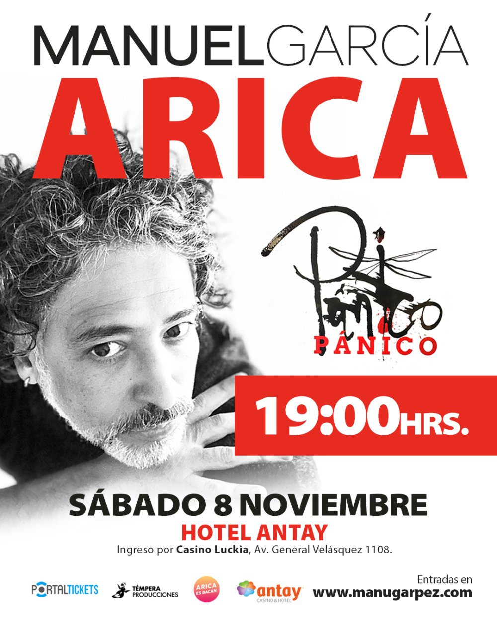 Flyer Evento MANUEL GARCÍA EN ARICA 19:00 - GIRA PÁNICO