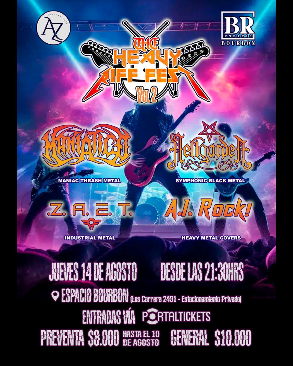 Flyer THE HEAVY RIFF FEST VOL 2 EN ESPACIO BOURBON, COPIAPÓ