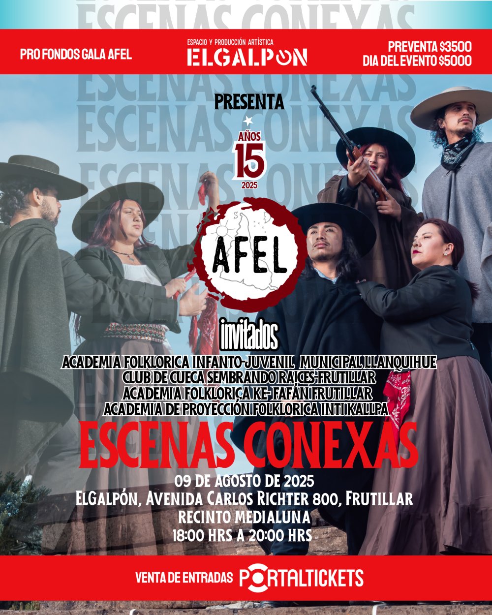 Flyer Evento ESCENAS CONEXAS: GALA DE DANZA AFEL EN EL GALPÓN, FRUTILLAR