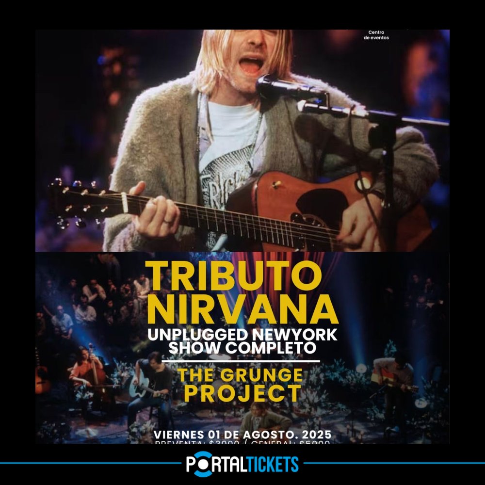 Flyer Evento TRIBUTO A NIRVANA: THE GRUNGE PROJECT EN BIVALDI, VALDIVIA
