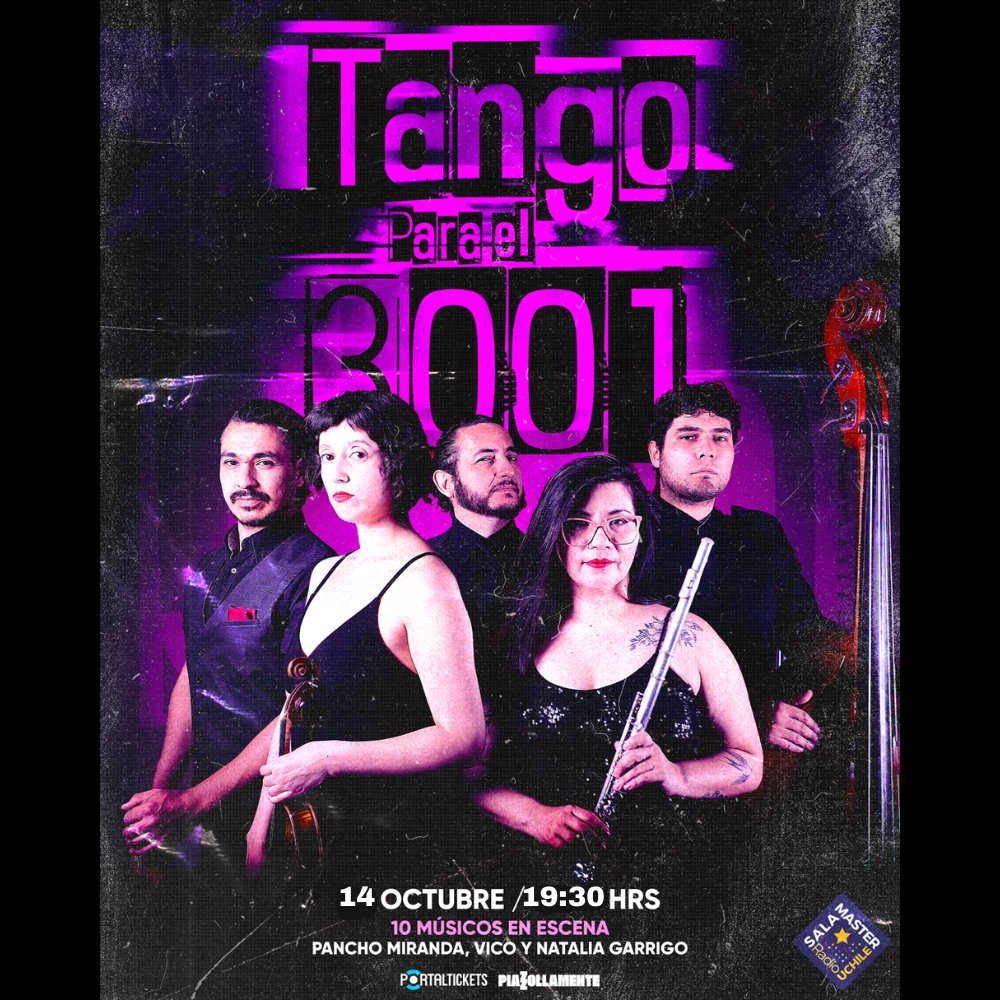 Flyer PIAZZOLLAMENTE: TANGO PARA EL 3001 EN SALA MASTER