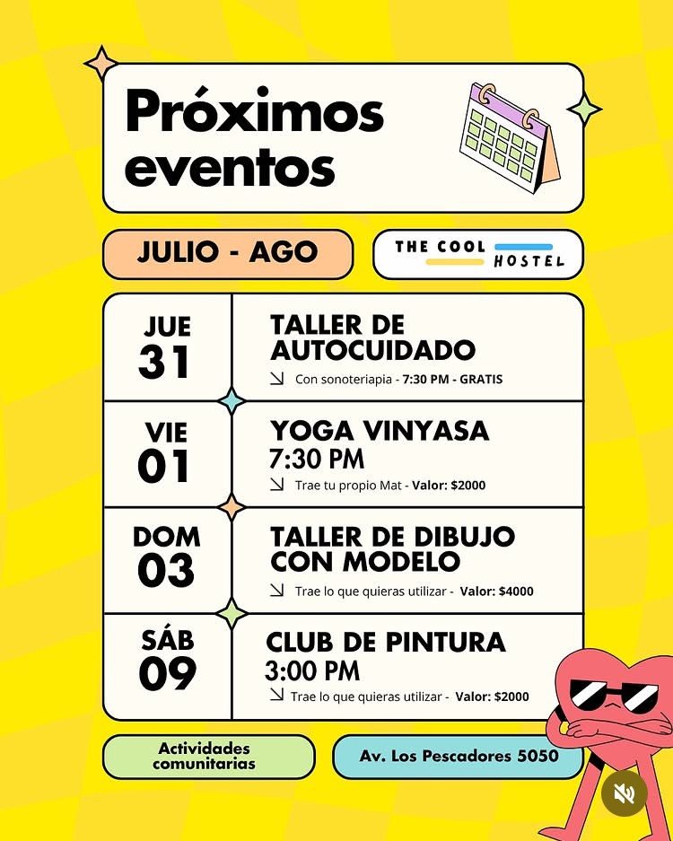 Flyer Evento CLUB DE PINTURA EN THE COOL HOSTEL, COQUIMBO