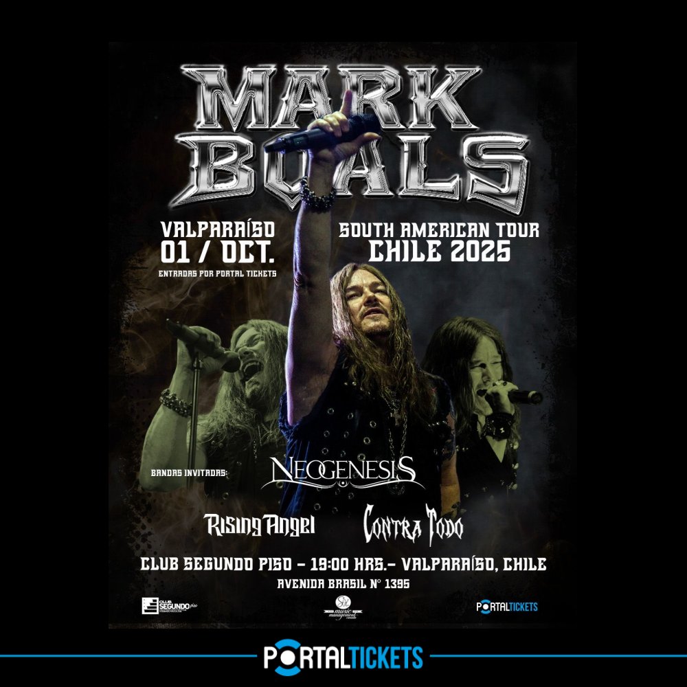 Flyer MARK BOALS SOUTH AMERICAN TOUR - CHILE/VALPARAÍSO EN CLUB SEGUNDO PISO