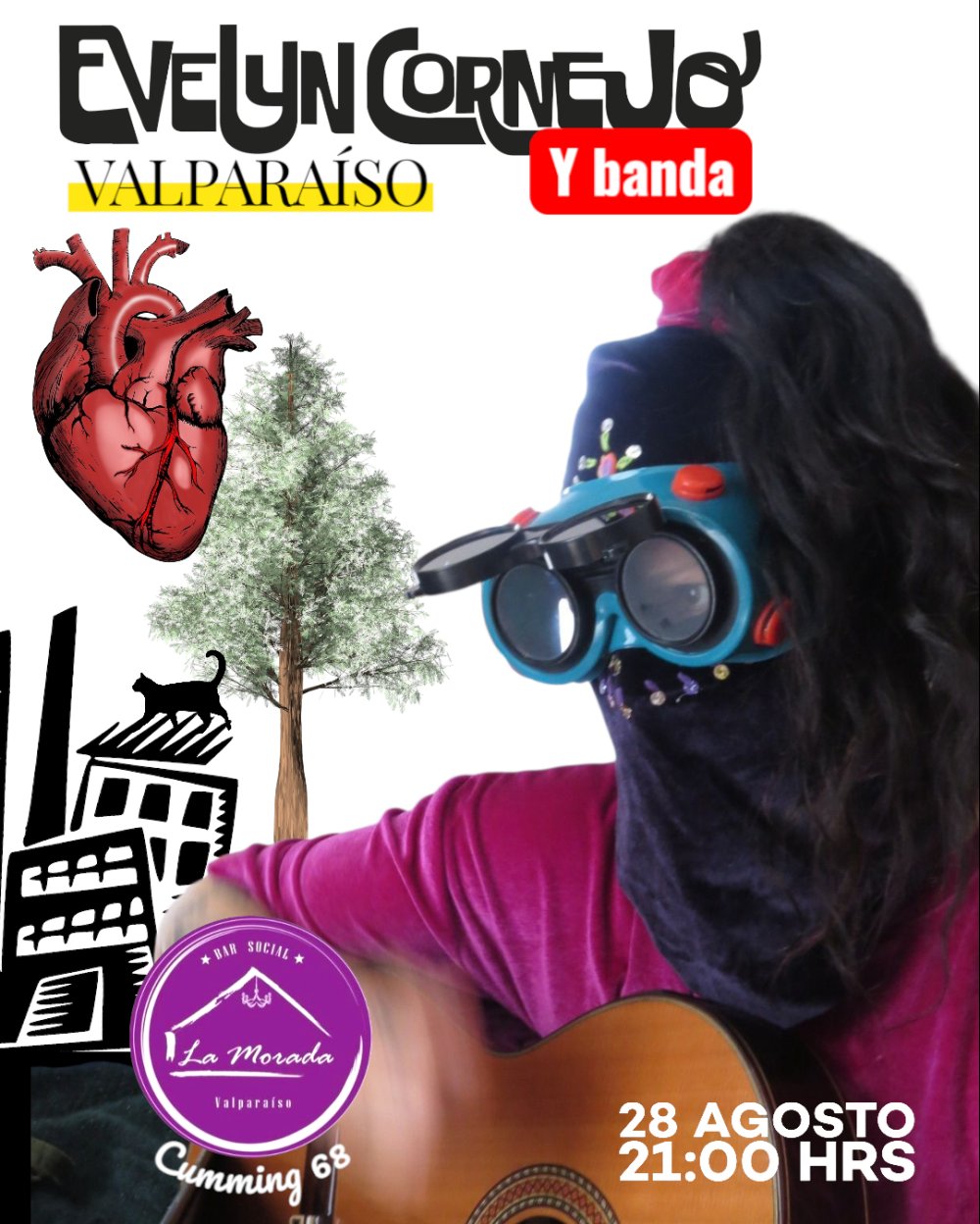 Flyer EVELYN CORNEJO Y BANDA EN VALPARAÍSO - LA MORADA BAR