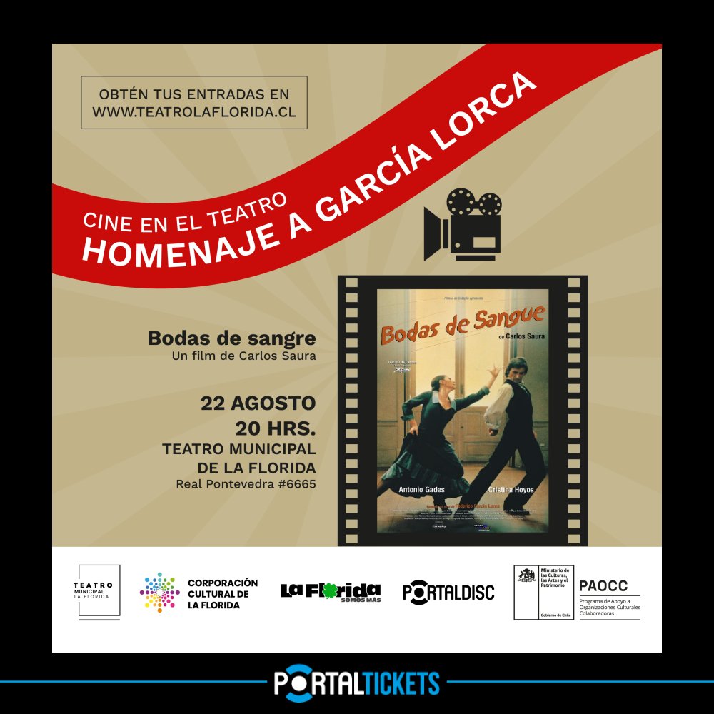 Flyer CINE EN EL TEATRO: BODAS DE SANGRE EN TEATRO MUNICIPAL DE LA FLORIDA