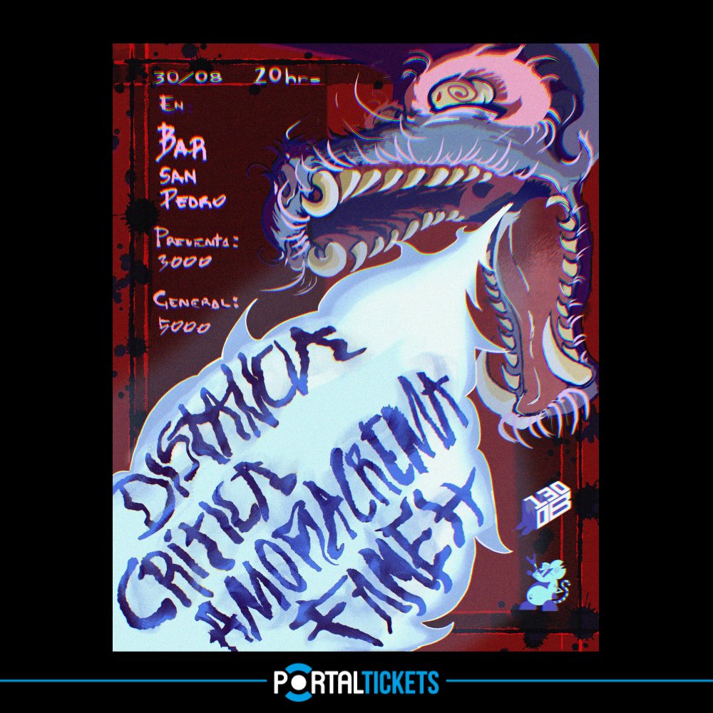 Flyer DISTANCIA CRÍTICA + AMORACREMA + FAMEH EN BAR VIENÉS, VIÑA DEL MAR