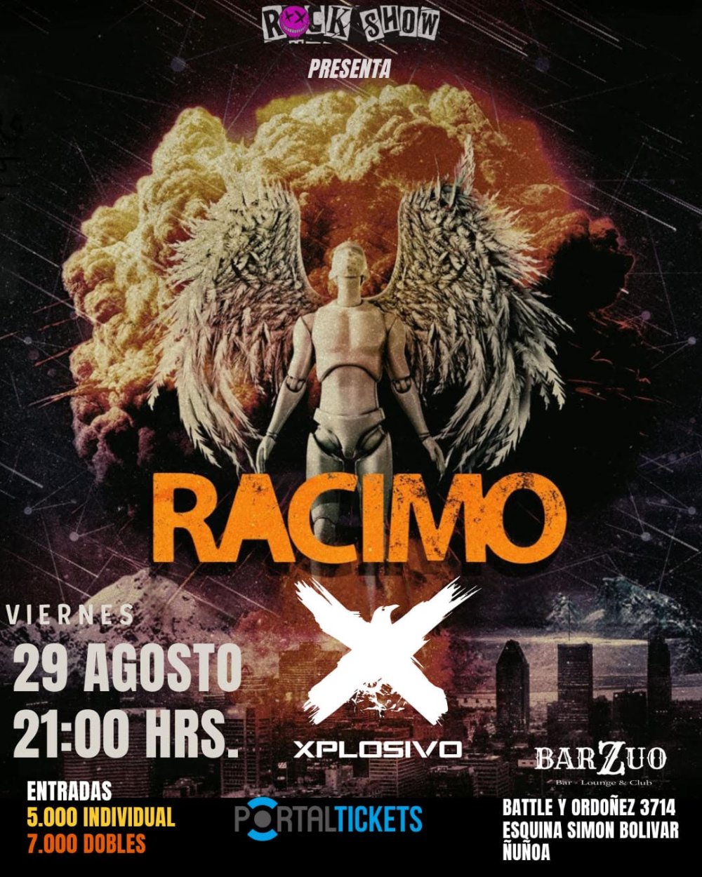 Flyer RACIMO + XPLOSIVO EN VIVO EN BAR ZUO