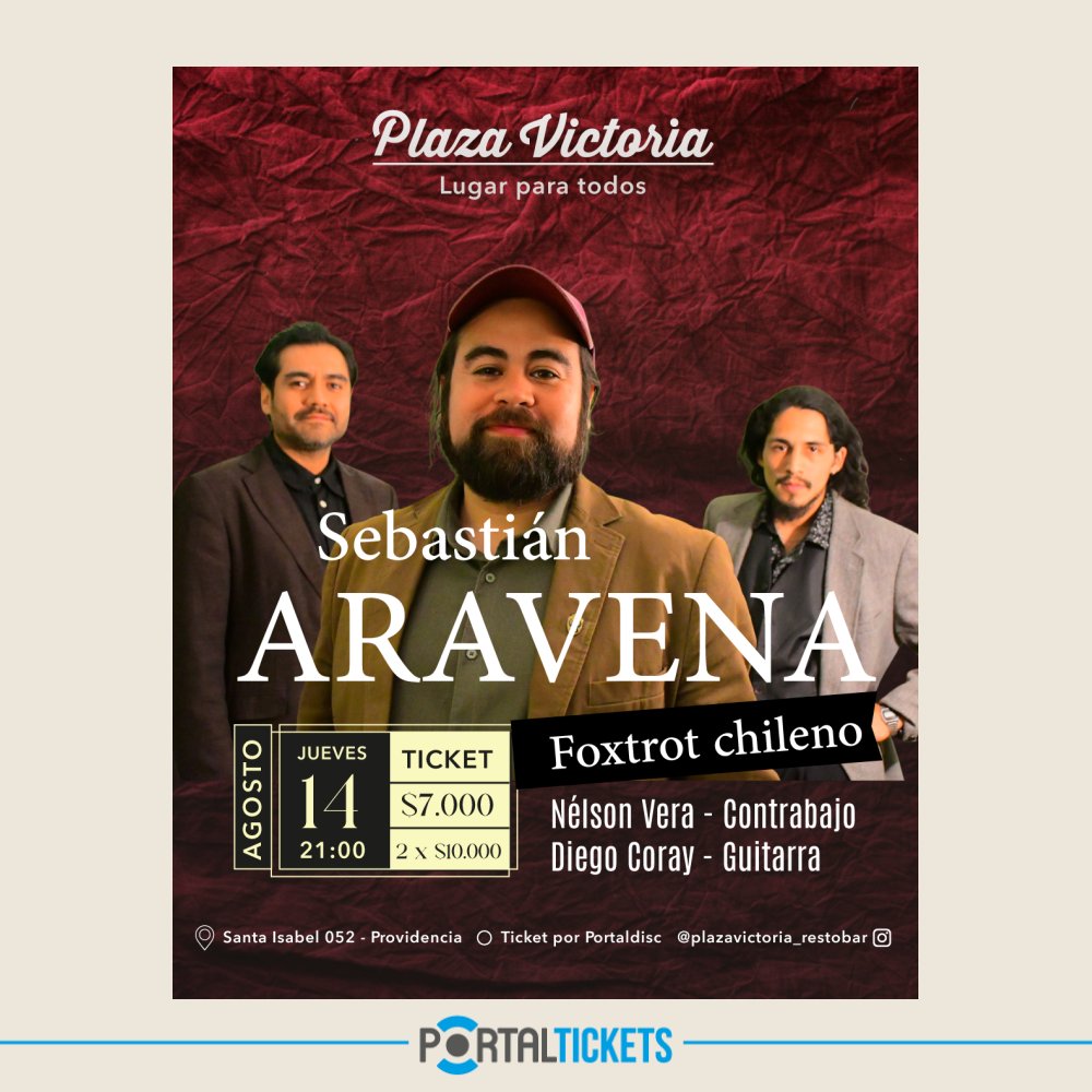 Flyer SEBASTIÁN ARAVENA TRÍO EN PLAZA VICTORIA