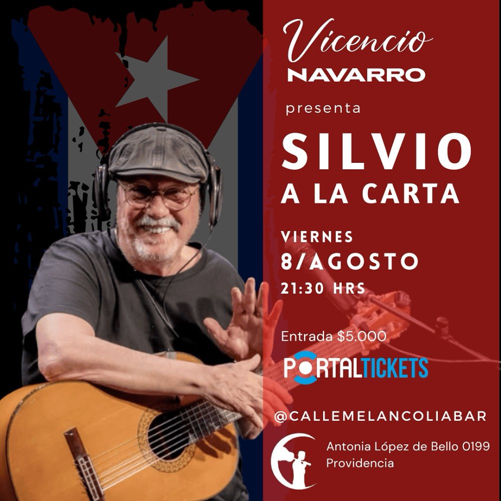 Flyer SILVIO A LA CARTA CON VICENCIO NAVARRO EN CALLE MELANCOLÍA BAR