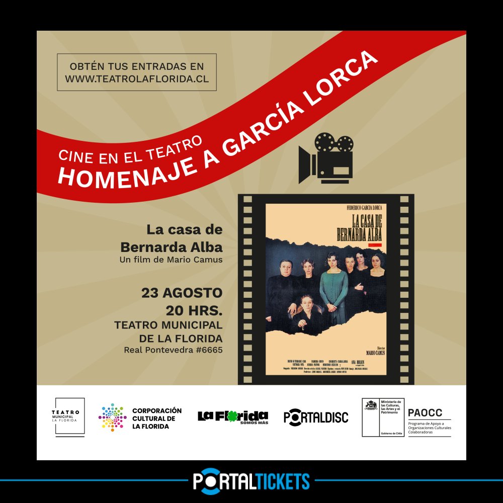 Flyer CINE EN EL TEATRO: LA CASA DE BERNARDA ALBA EN TEATRO MUNICIPAL DE LA FLORIDA