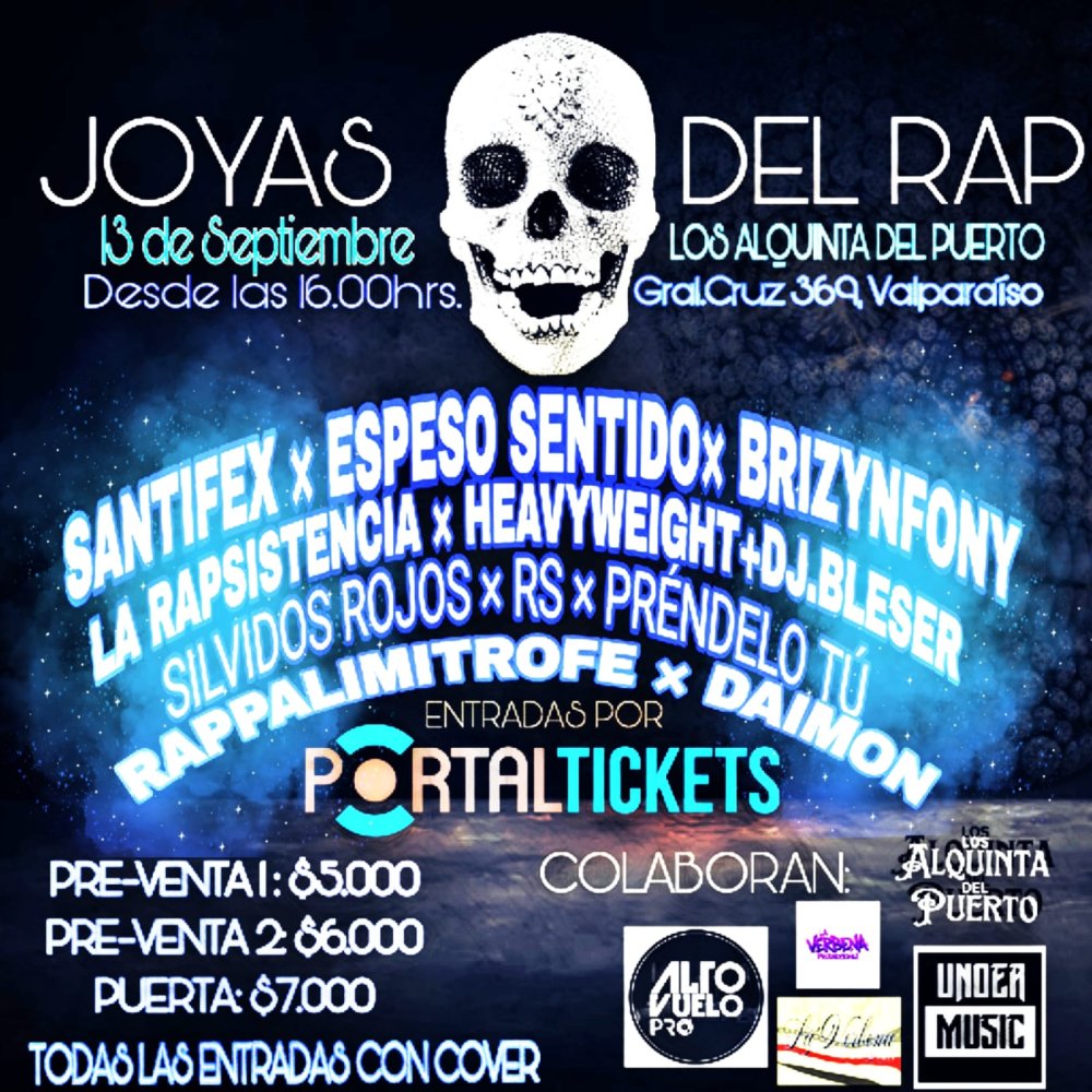 Flyer Evento JOYAS DEL RAP EN LOS ALQUINTA DEL PUERTO, VALPARAÍSO