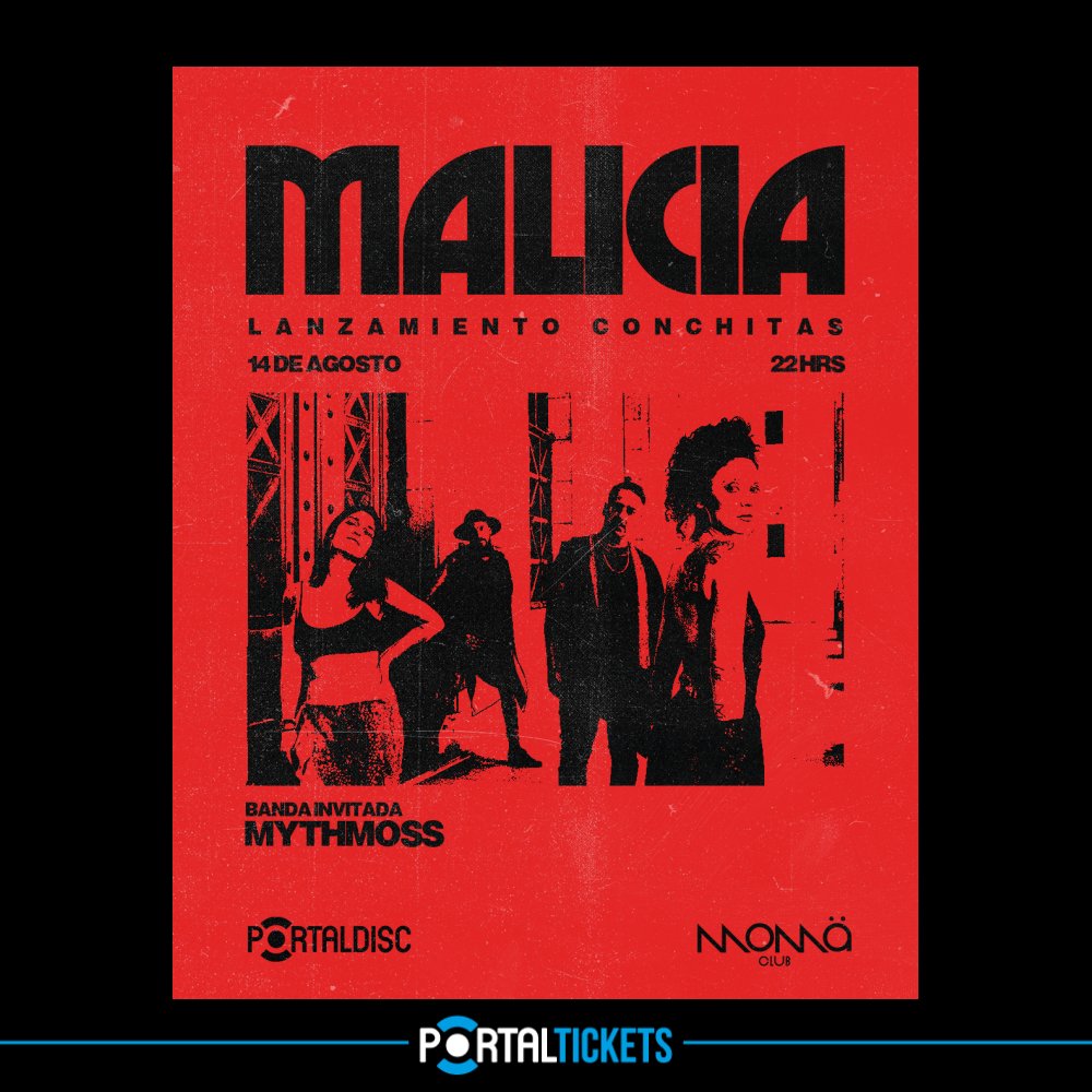 Flyer MALICIA LANZAMIENTO CONCHITAS EN CLUB MOMA, VALDIVIA