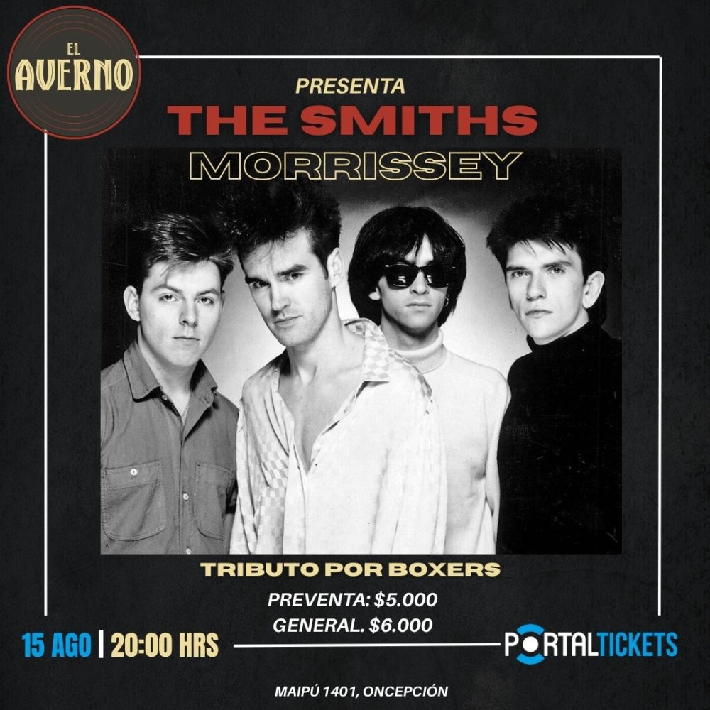 Flyer TRIBUTO A THE SMITHS Y MORRISSEY EN EL EL AVERNO, CONCEPCIÓN