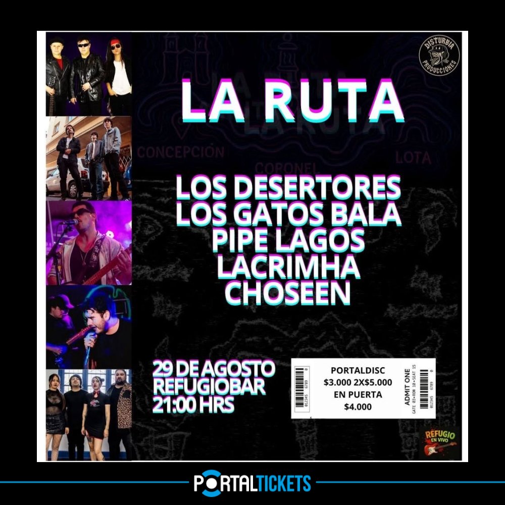 Flyer LA RUTA EN REFUGIO BAR, CONCEPCIÓN
