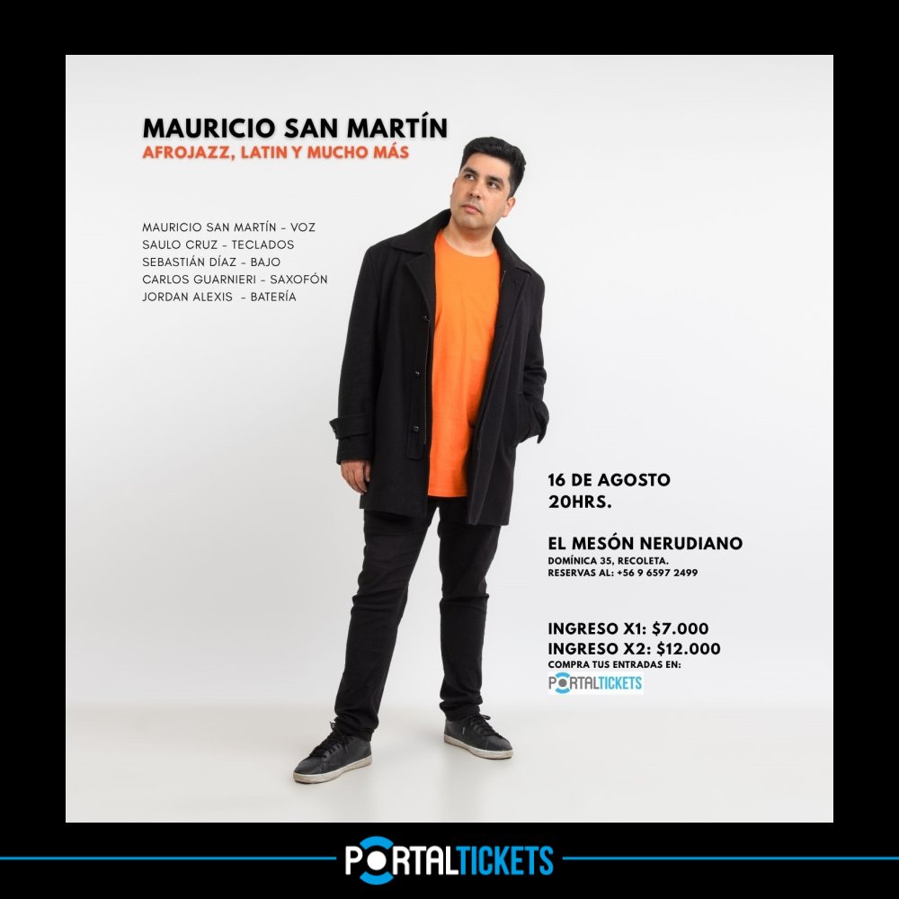 Flyer MAURICIO SAN MARTÍN EN EL MESÓN NERUDIANO