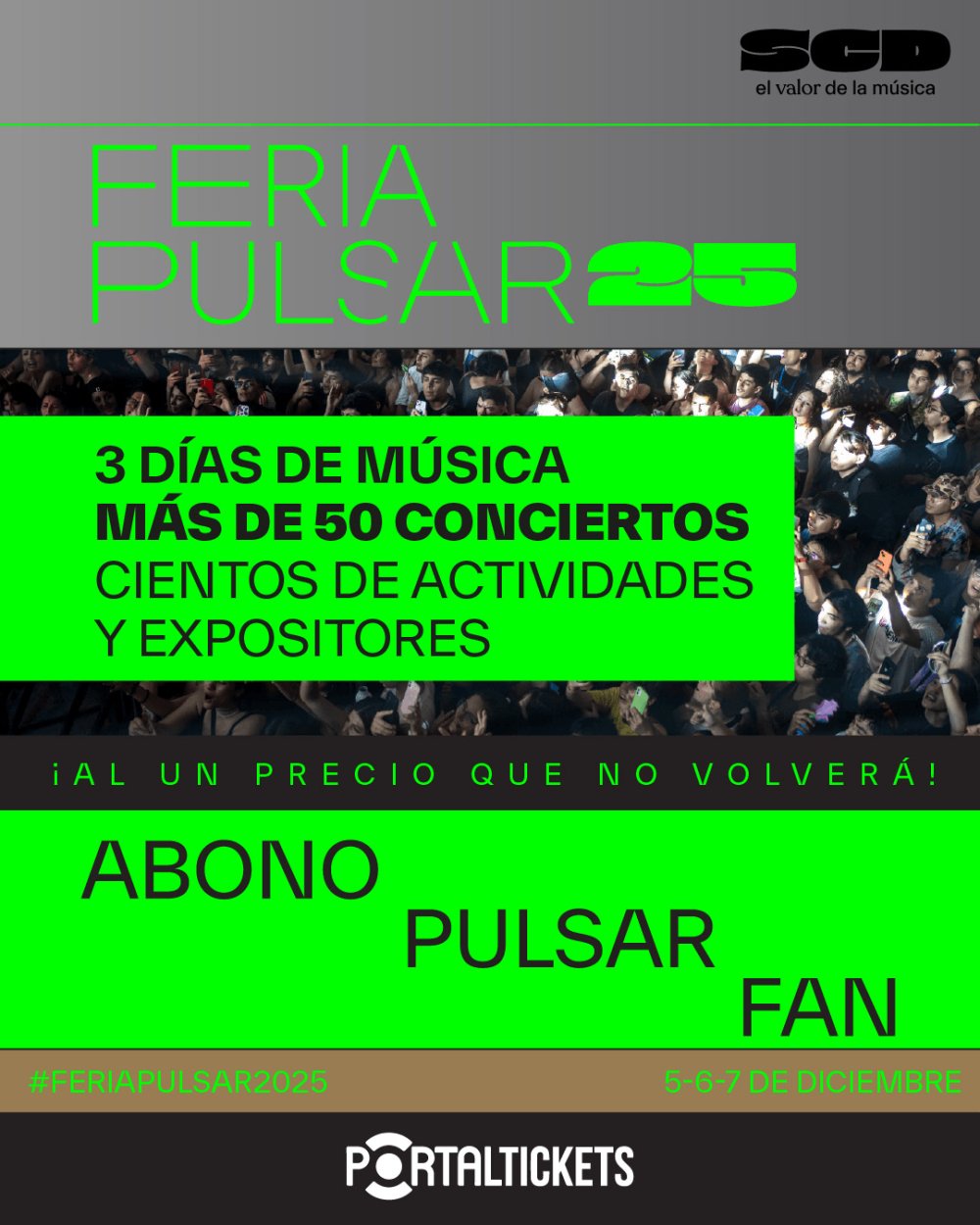 Flyer FERIA PULSAR 2025 - ESTACIÓN MAPOCHO - 5, 6 Y 7 DE DICIEMBRE