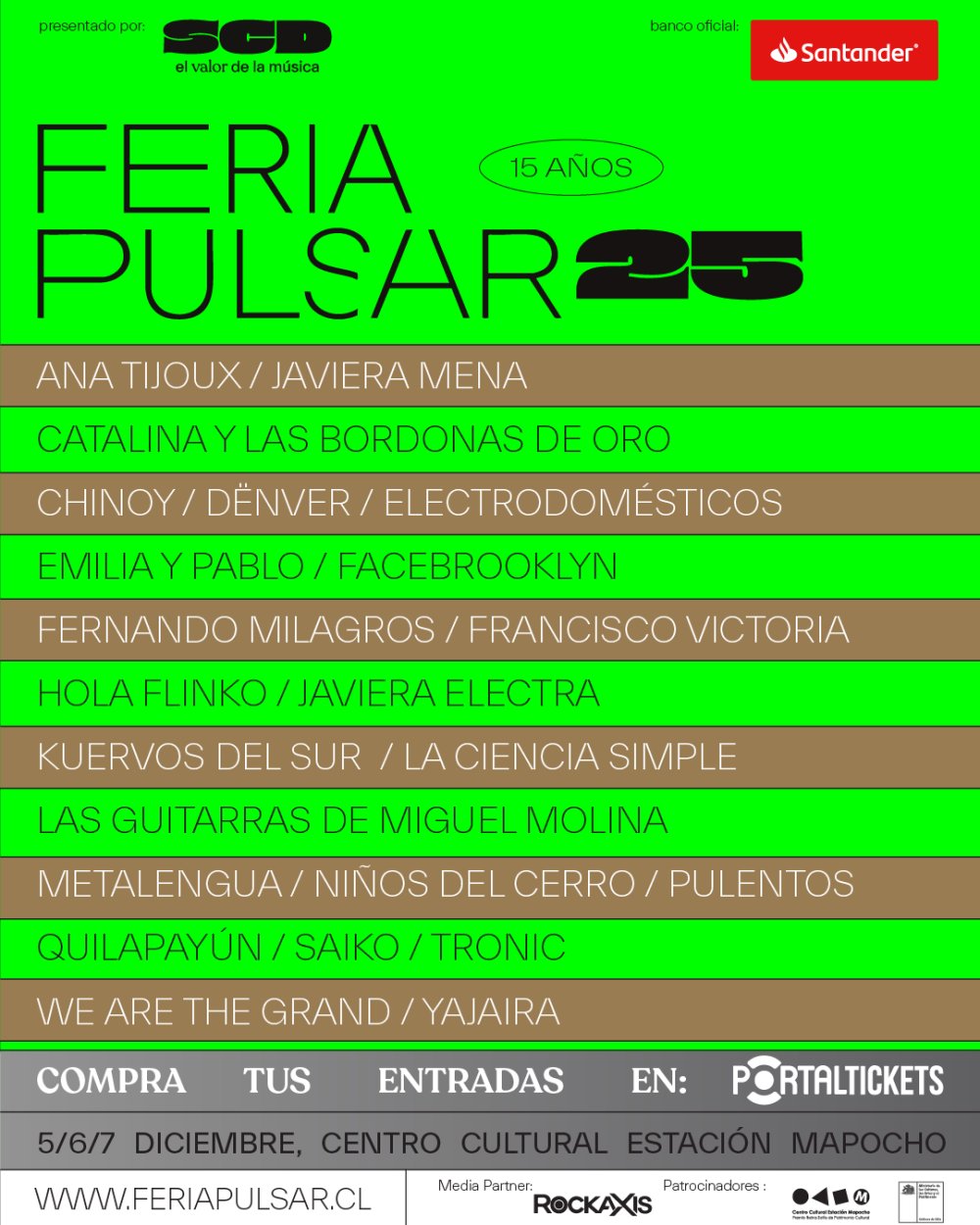 Flyer FERIA PULSAR 2025 - ESTACIÓN MAPOCHO - 5, 6 Y 7 DE DICIEMBRE