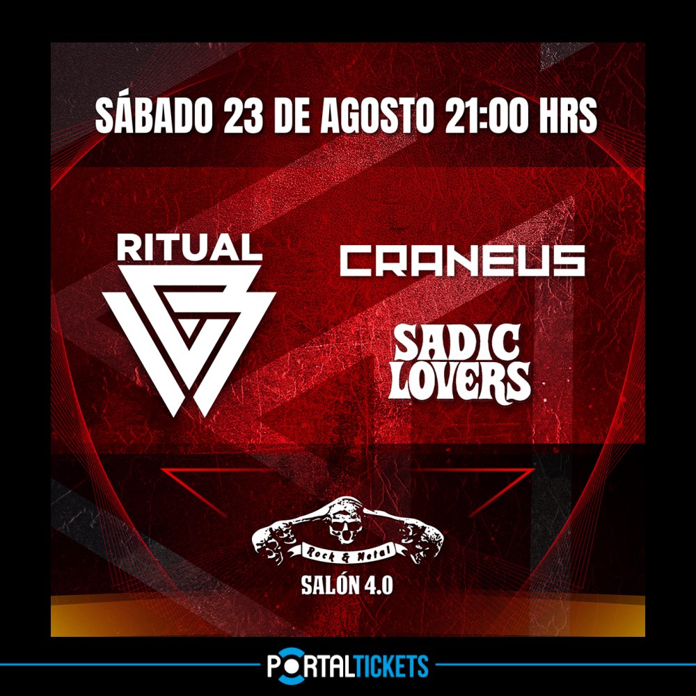Flyer RITUAL + CRANEUS + SADIC LOVERS EN SALÓN 4.0