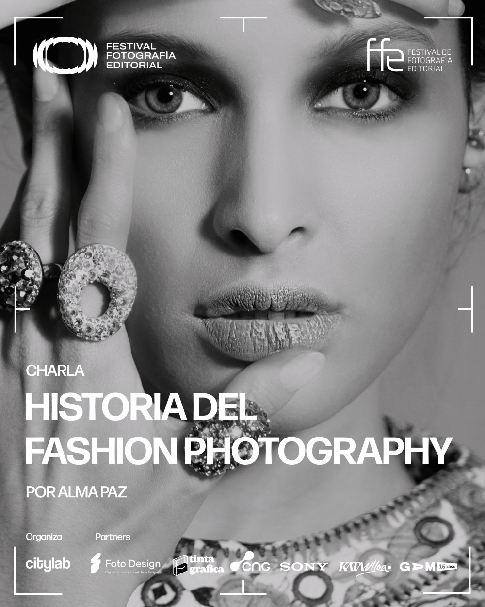Flyer CHARLA HISTORIA DEL FASHION PHOTOGRAPHY POR ALMA PAZ EN CITYLAB, GAM
