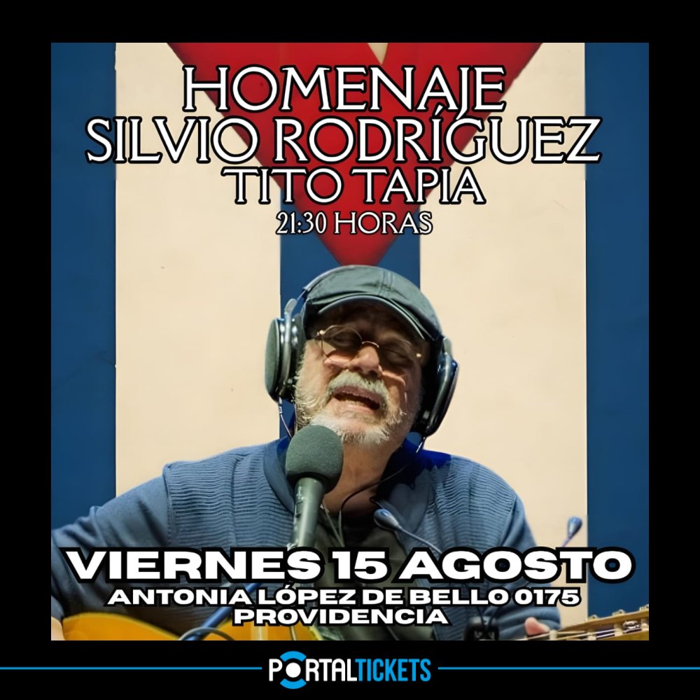 Flyer TRIBUTO A SILVIO RODRÍGUEZ CON TITO TAPIA EN CANTARES BAR