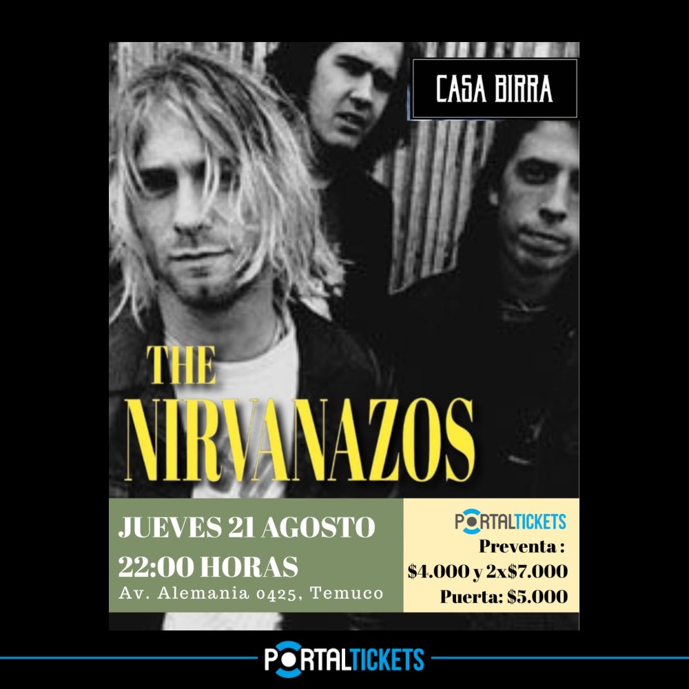 Flyer TRIBUTO A NIRVANA CASA BIRRA, TEMUCO
