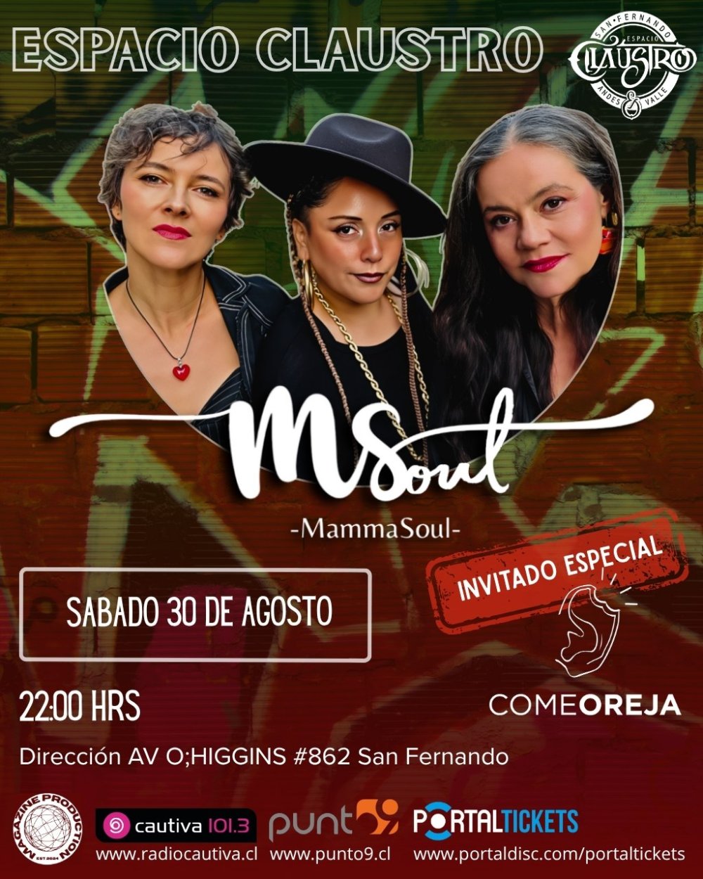 Flyer MAMMASOUL EN ESPACIO CLAUSTRO, SAN FERNANDO
