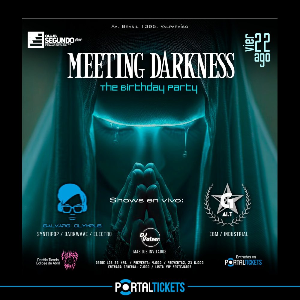 Flyer THE MEETING DARKNESS EN CLUB SEGUNDO PISO, VALPARAÍSO