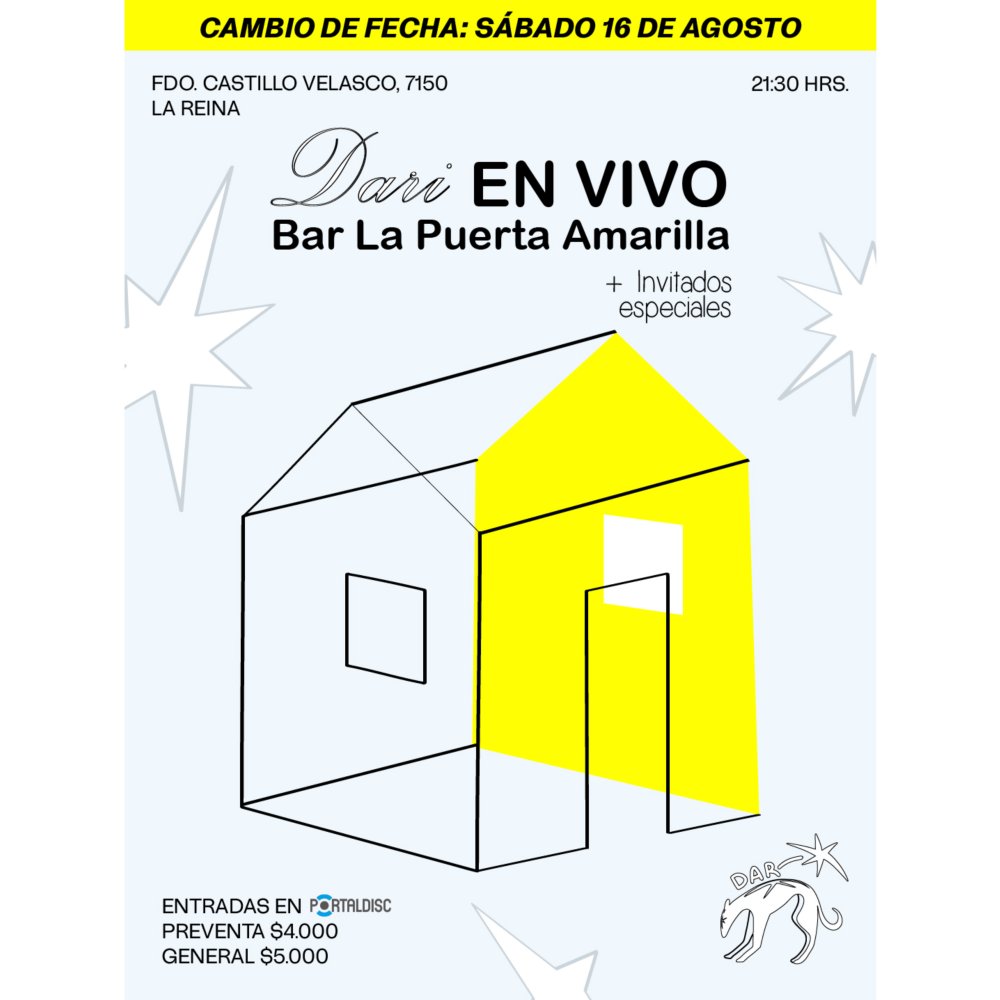 Flyer DARI EN LA PUERTA AMARILLA