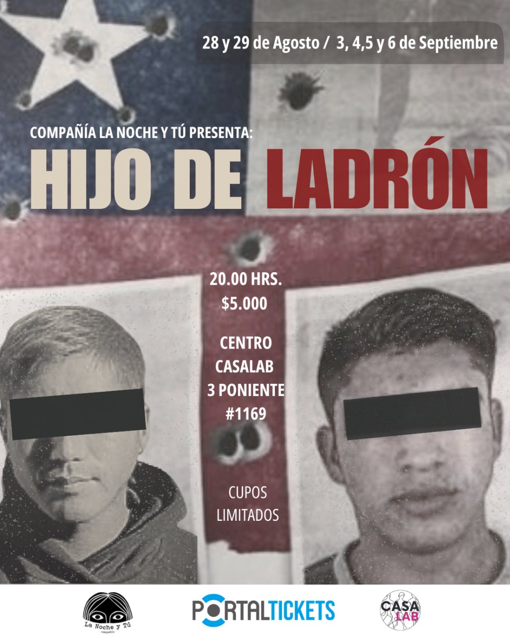 Flyer HIJO DE LADRÓN EN CENTRO CASALAB, TALCA