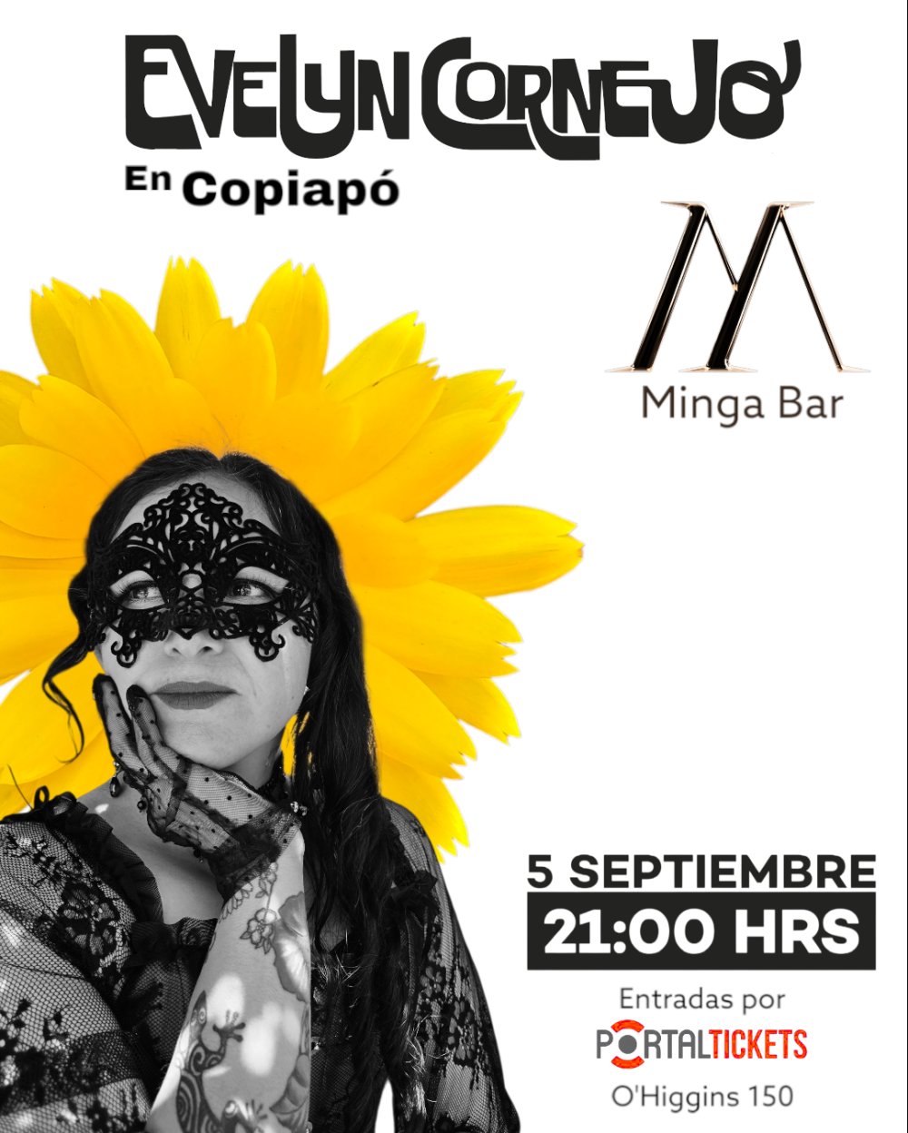 Flyer EVELYN CORNEJO EN MINGA BAR, COPIAPÓ