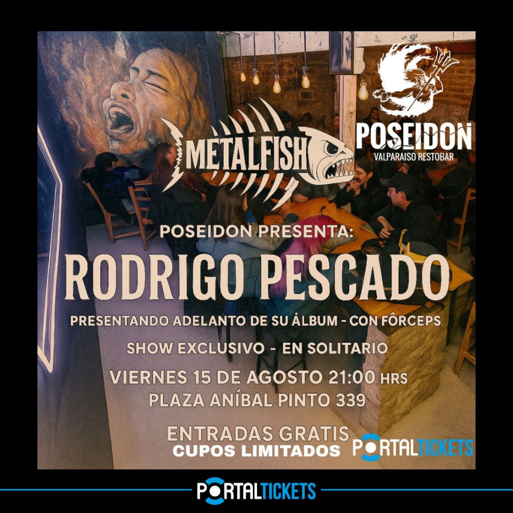 Flyer POSEIDÓN PRESENTA: RODRIGO PESCADO EN VALPARAÍSO