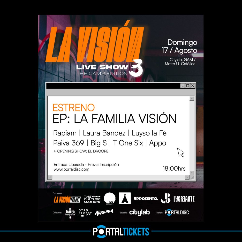 Flyer LA VISIÓN LIVE SHOW 3 EN CITYLAB, GAM
