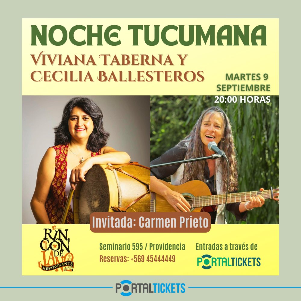 Flyer NOCHE TUCUMANA: CECILIA BALLESTEROS Y VIVIANA TABERNA