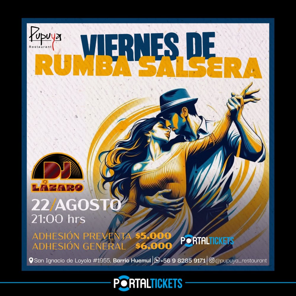 Flyer Evento DJ LÁZARO EN PUPUPYA RESTAURANT
