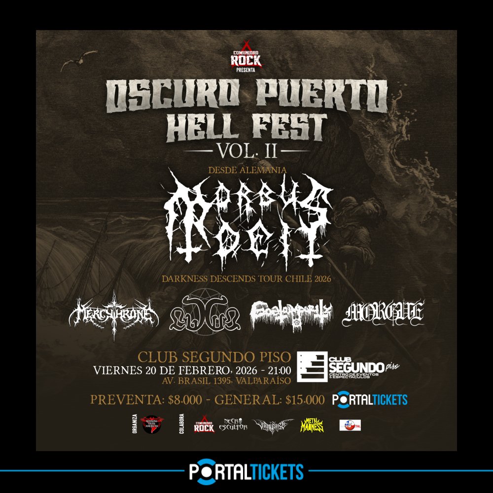 Flyer Evento ENVÍA DE REGALO TICKETS PARA OSCURO PUERTO HELL FEST II EN CLUB SEGUNDO PISO, VALPARAÍSO
