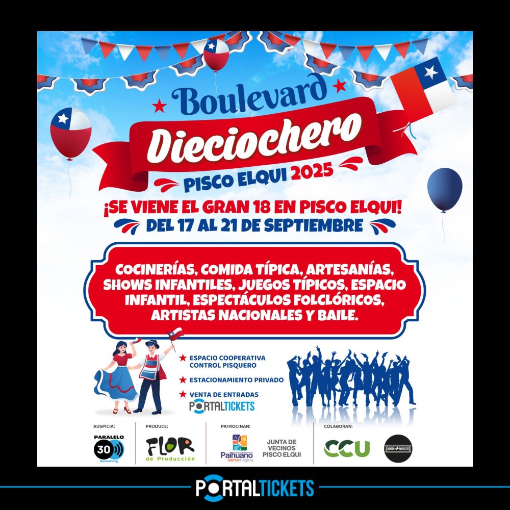 Flyer Evento BOULEVARD DIECIOCHERO PISCO ELQUI 2025, PAIHUANO