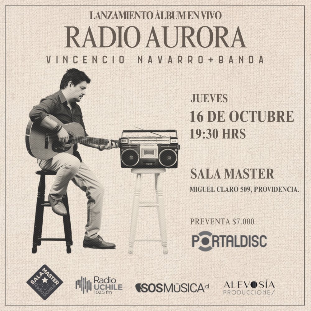 Flyer Evento VICENCIO NAVARRO - LANZAMIENTO DISCO EN VIVO EN SALA MASTER