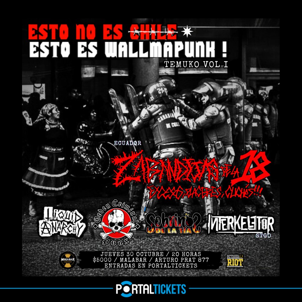 Flyer Evento ZABANDIJAS DE LA 18 DE ECUADOR EN MEGABAR, TEMUCO