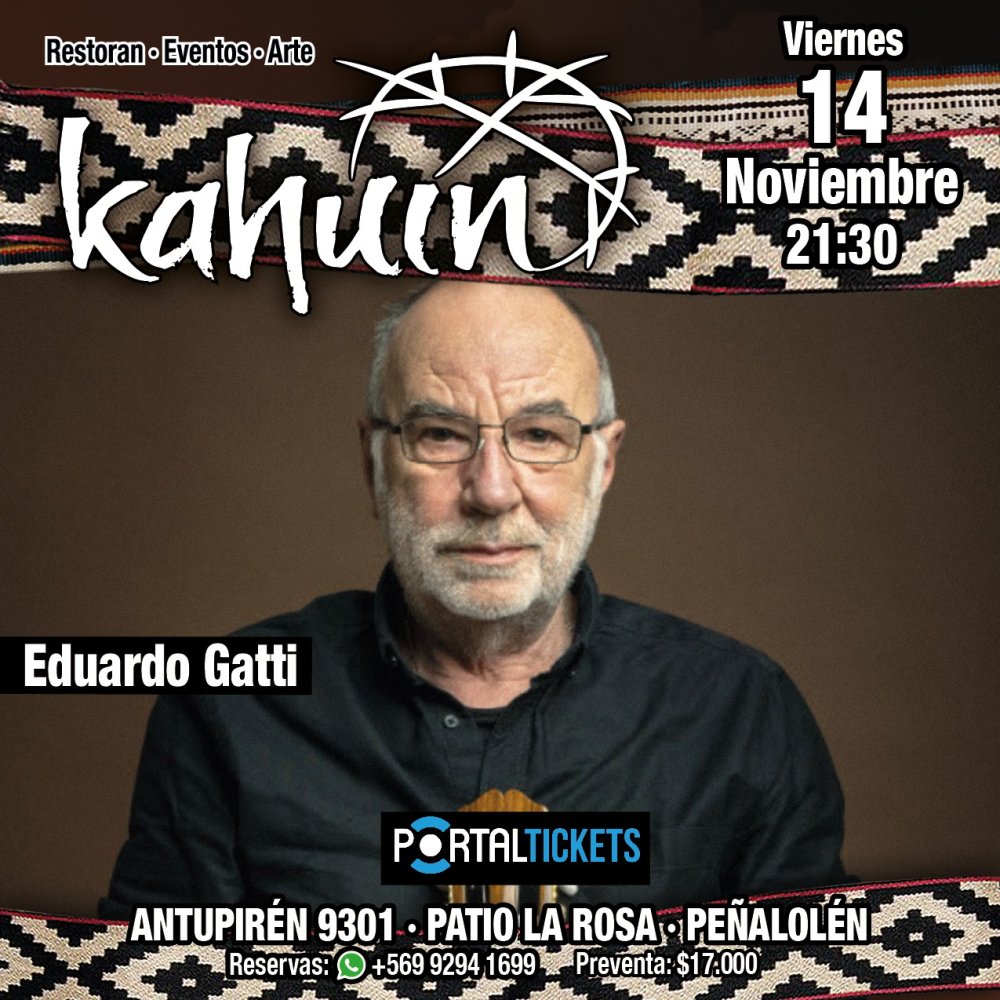 Flyer KAHUIN PRESENTA: EDUARDO GATTI - VIERNES 14 NOVIEMBRE