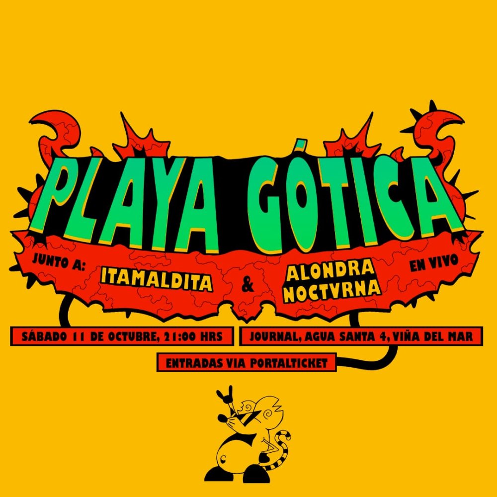 Flyer BASURA MODERNA PRESENTA: PLAYA GÓTICA EN JOURNAL, VIÑA DEL MAR