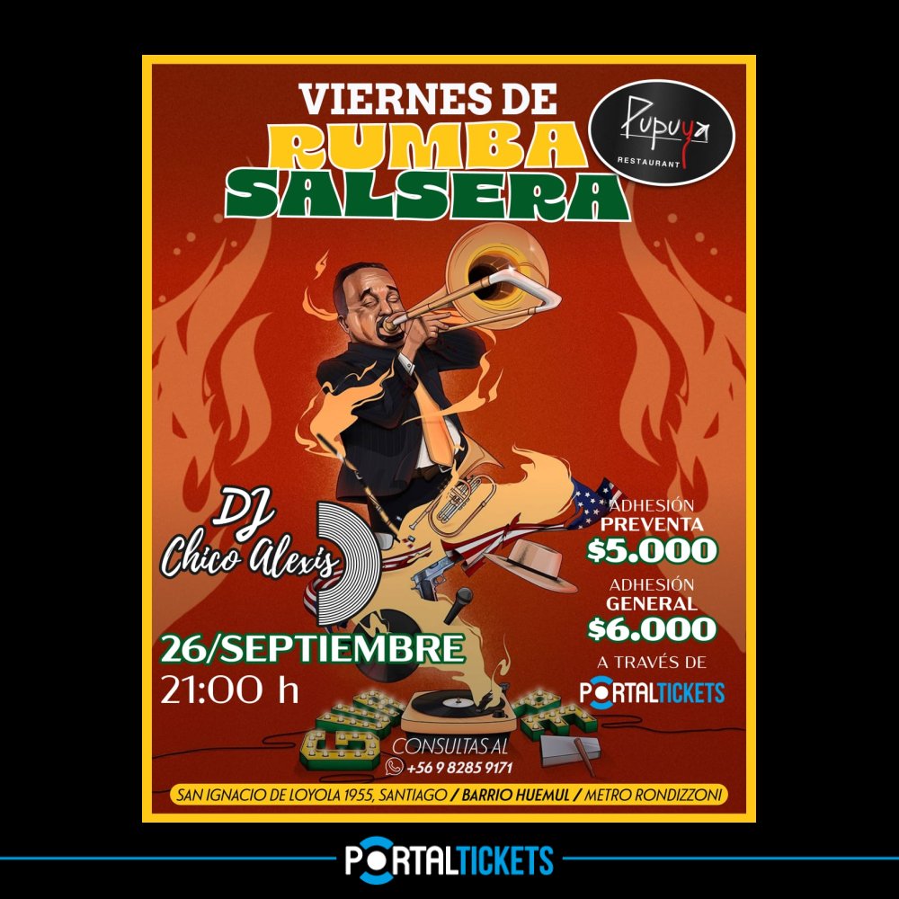 Flyer Evento DJ CHICO ALEXIS EN PUPUYA RESTAURANT