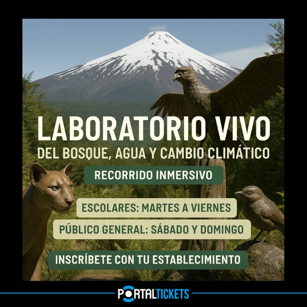 Flyer LABORATORIO VIVO DEL BOSQUE, AGUA Y CAMBIO CLIMÁTICO EN PARQUE NACIONAL VILLARRICA, PUCÓN