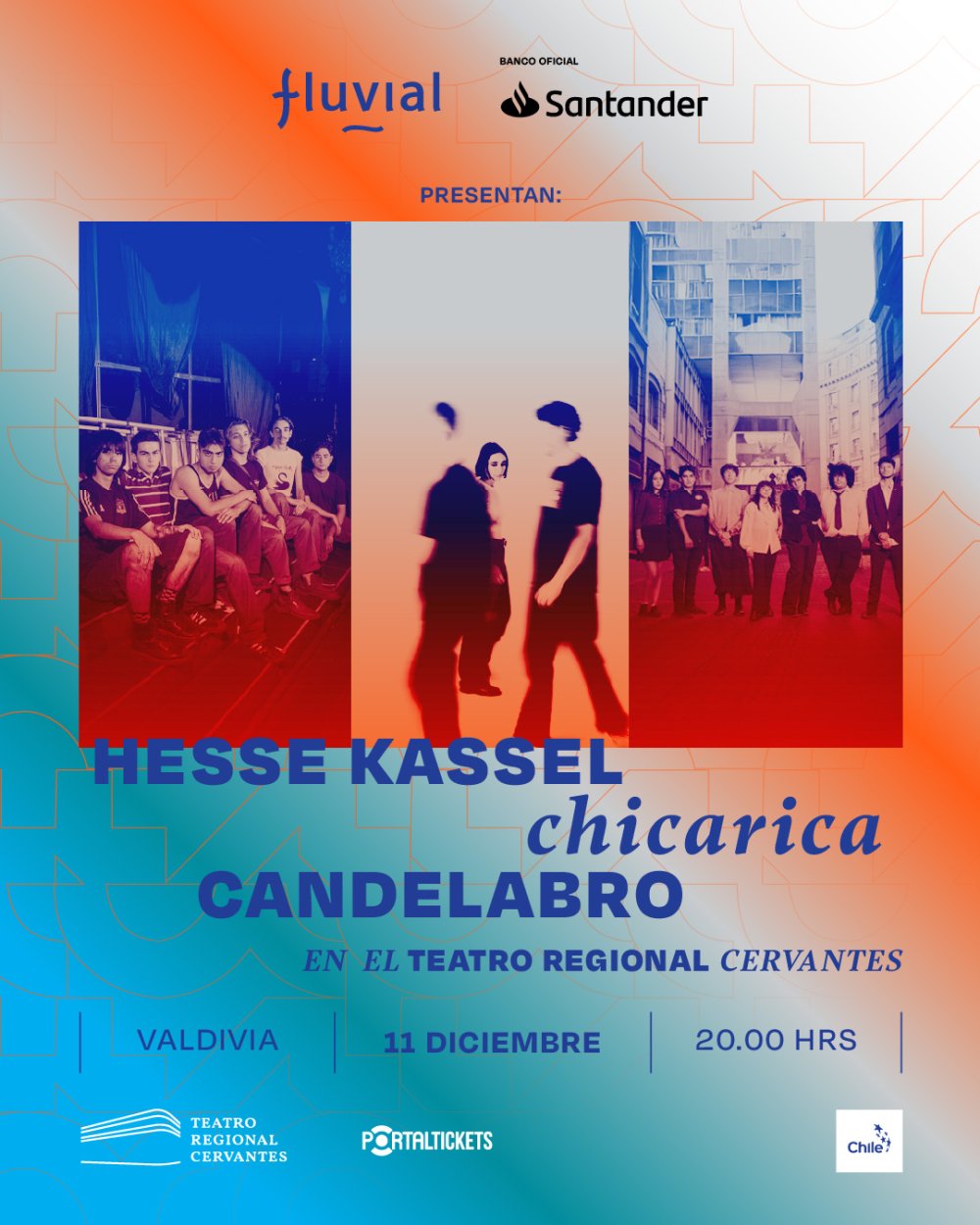 Flyer FLUVIAL 2025: TEATRO REGIONAL CERVANTES: HESSE KASSEL + CANDELABRO + CHICARICA | 11 DICIEMBRE