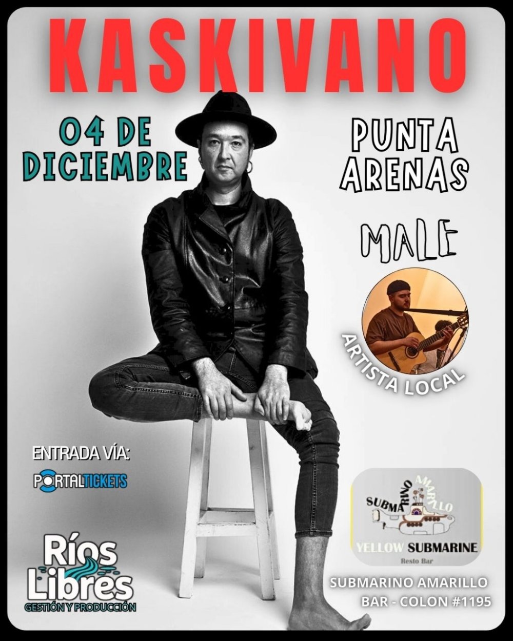 Flyer Evento KASKIVANO EN YELLOW SUBMARINE, PUNTA ARENAS