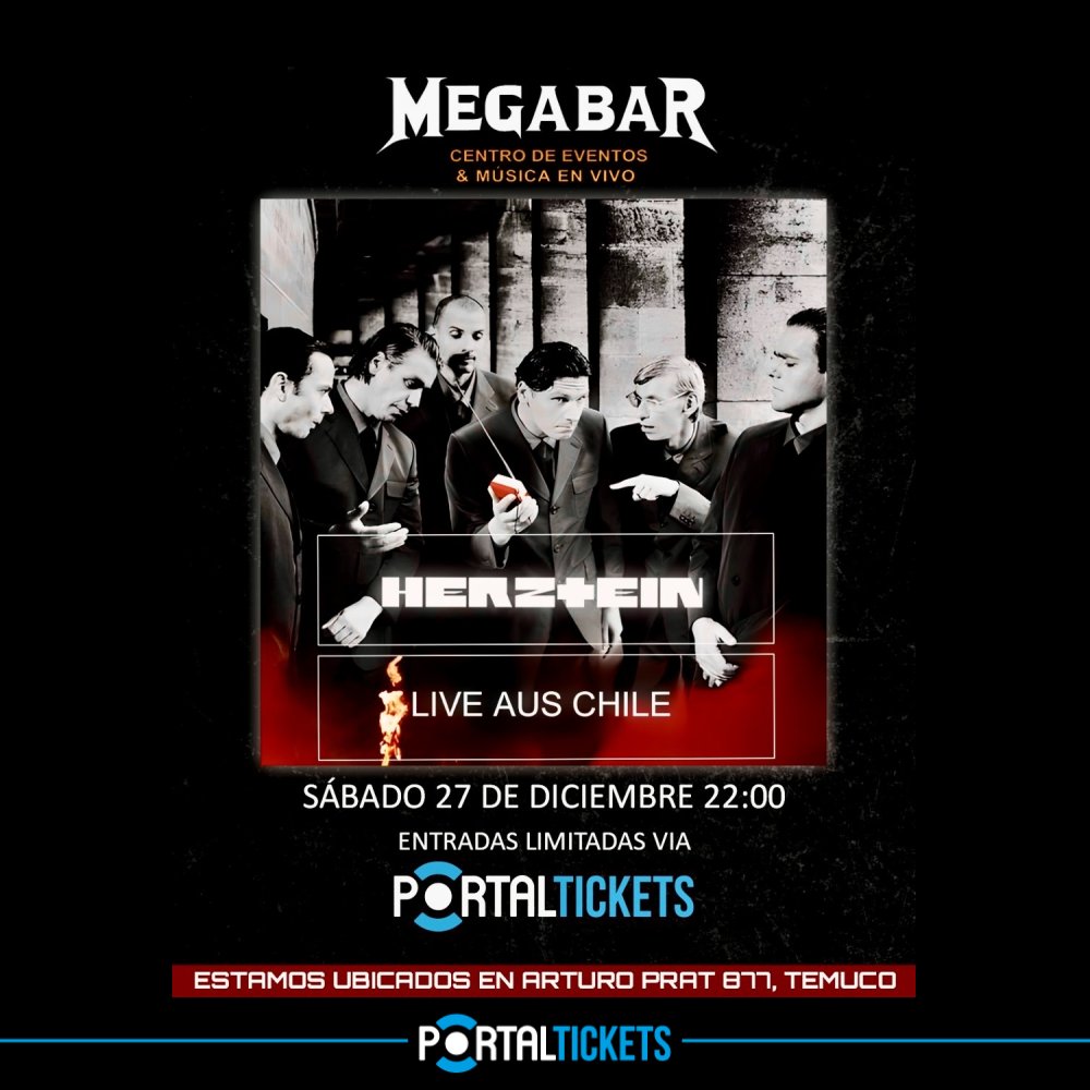 Flyer Evento ENVÍA DE REGALO TICKETS PARA HERZTEIN EN MEGABAR, TEMUCO